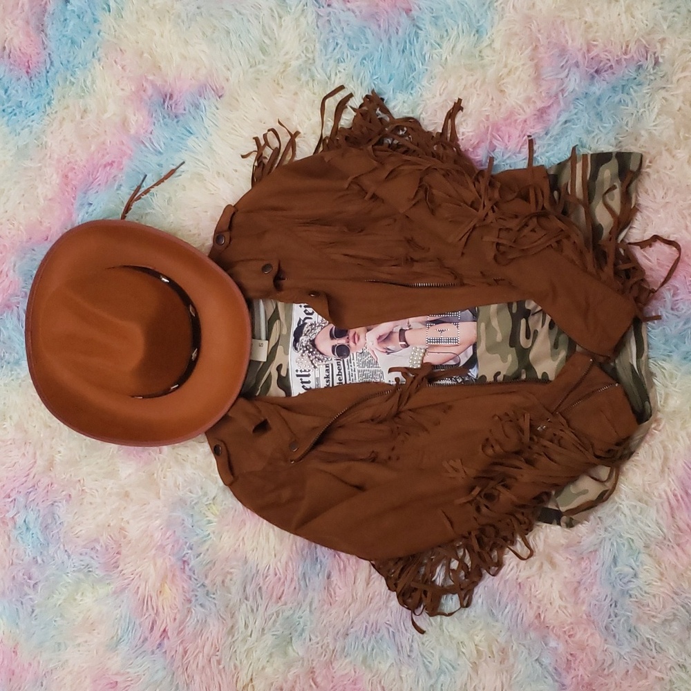 Cowboy hat, Peals and Rhinestone stream punk sleeve Blouses and Western Jacket